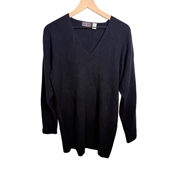 Charter Club Sweaters - Vintage Charter Club Jane Justin 100% Cashmere Black V-Neck Tunic Sweater